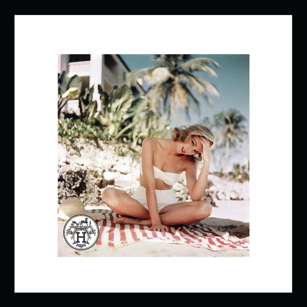 Summertime original fashion art. Fan art fashion print in custom frame Hermes